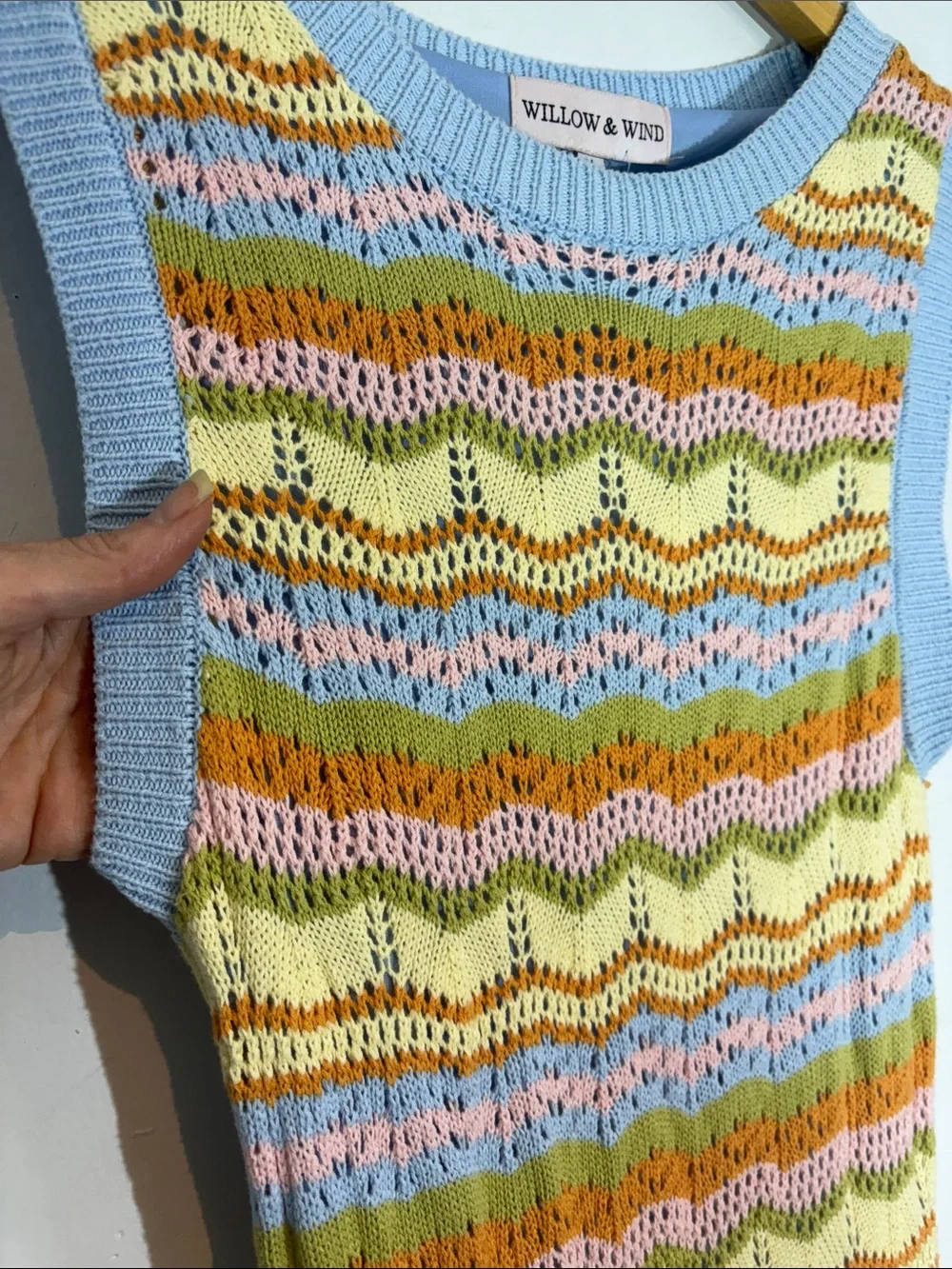 Willow & Wind Rainbow Chevron Crochet Knit Midi Dress NWT medium - Picture 3 of 12